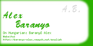 alex baranyo business card